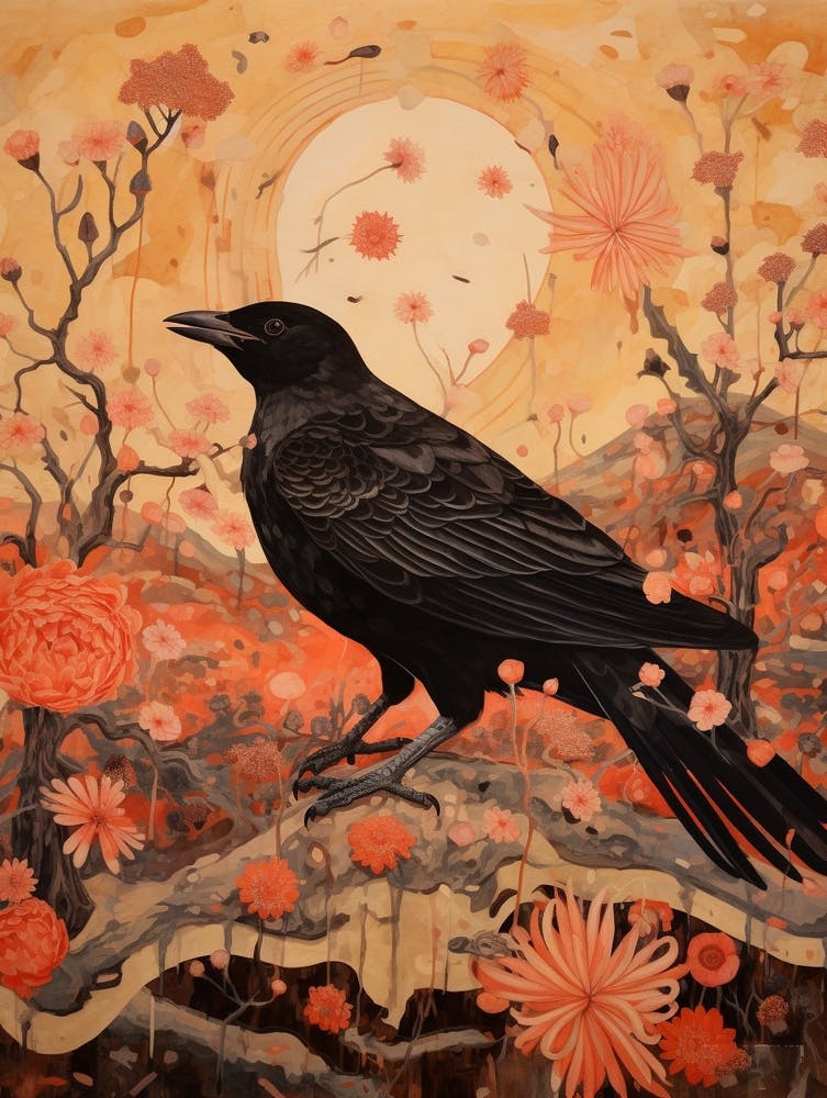 Crow 1 Detailed Bird Painting