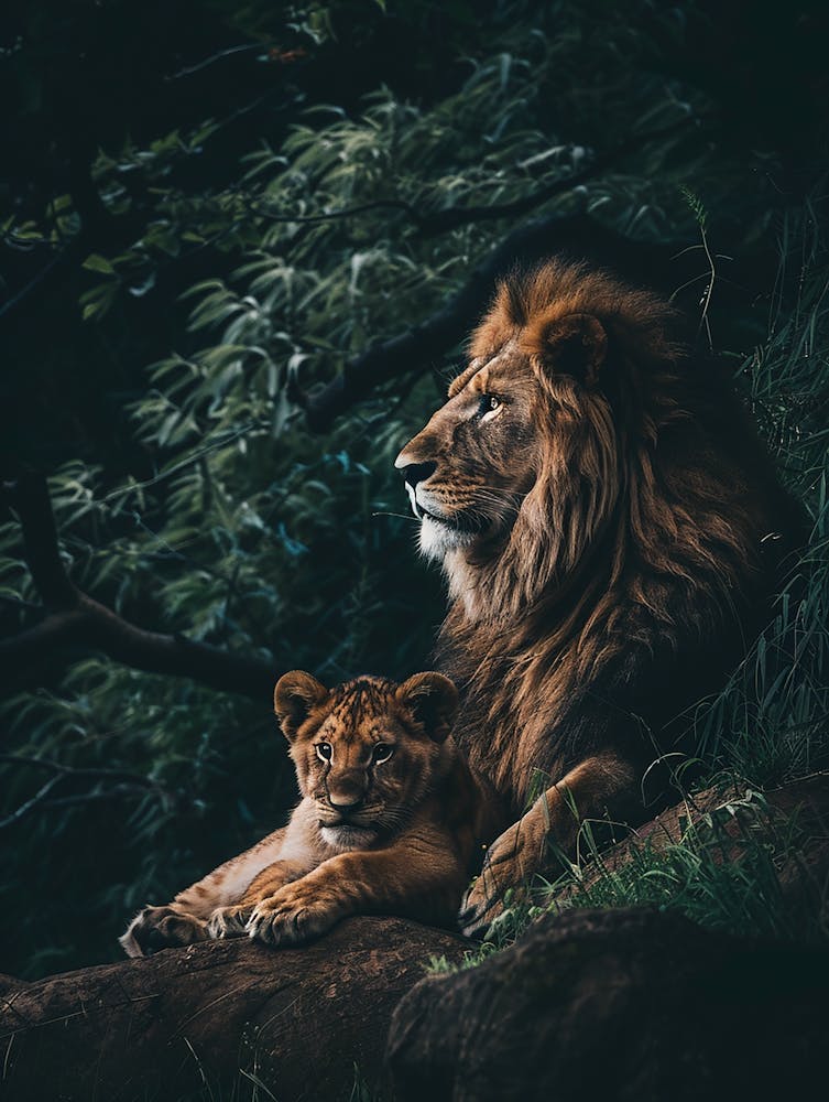 Löwe und Junges