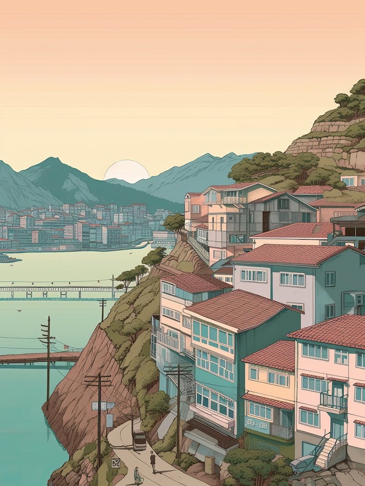 Busan South Korea Travel Illustration 2