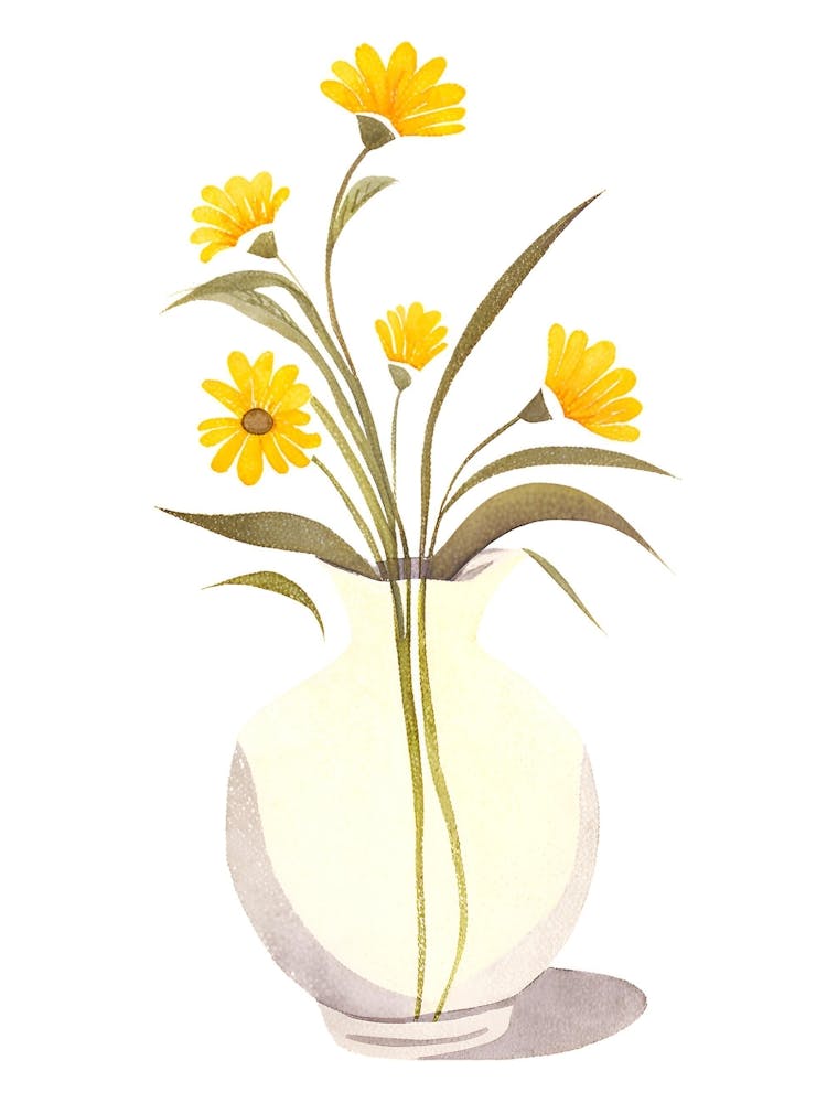 Yellow Daisies In A Vase