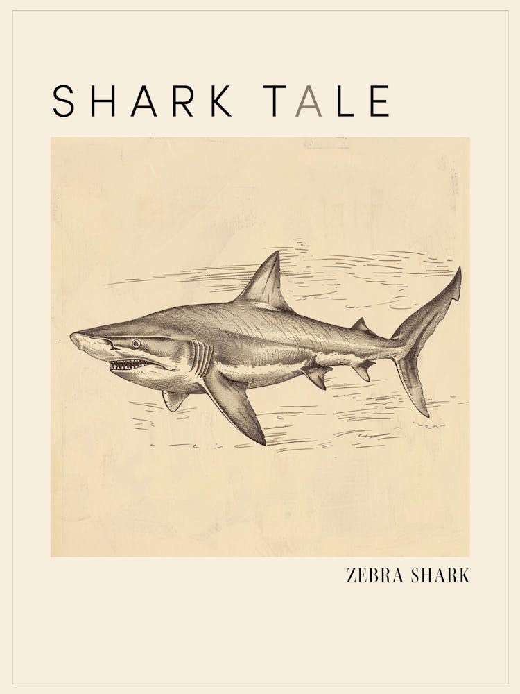 Zebra Shark Vintage Illustration 3 Poster