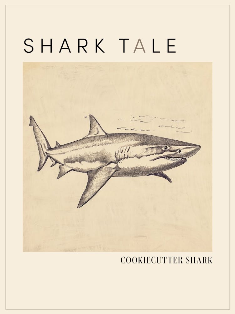 Cookiecutter Shark Vintage Illustration 4 Poster