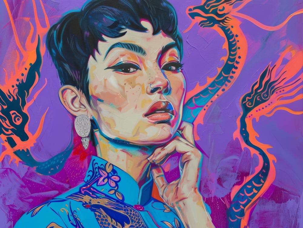 Asian Woman With Dragons