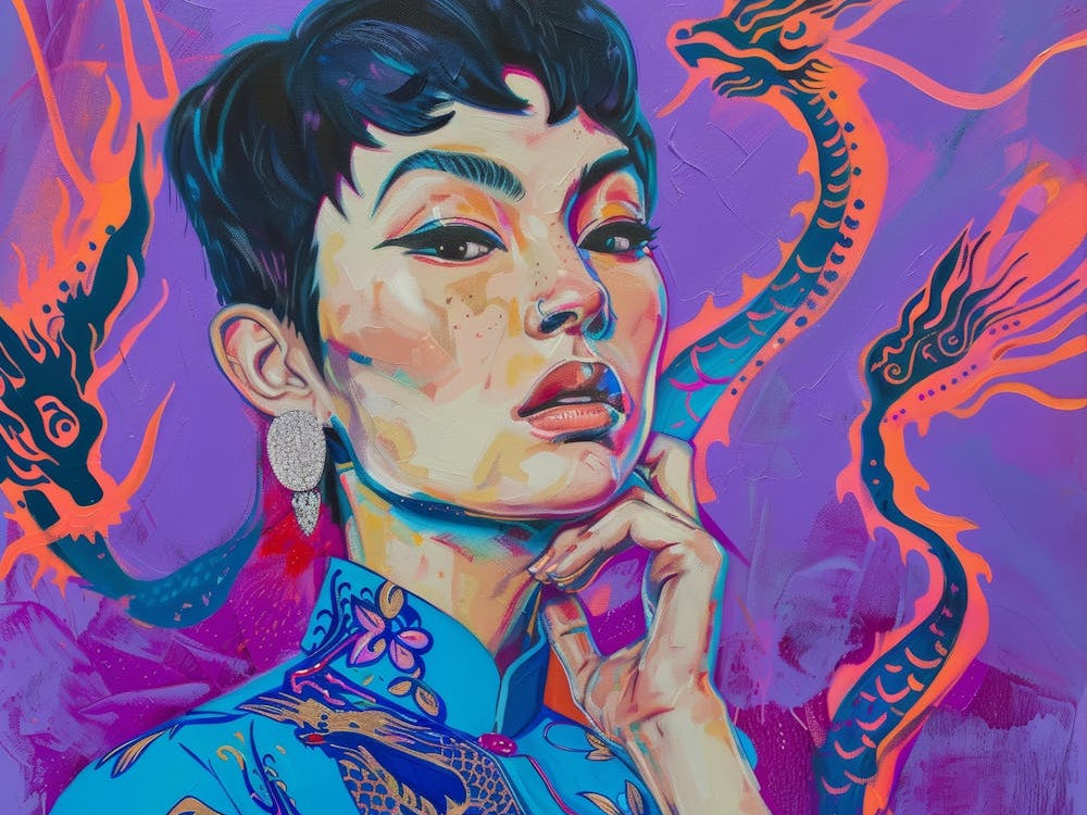 Asian Woman With Dragons