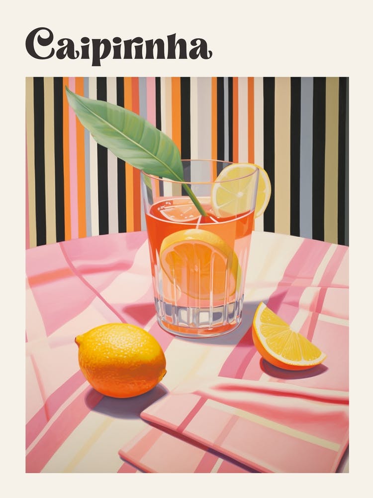 Caipirinha Retro Cocktail Poster