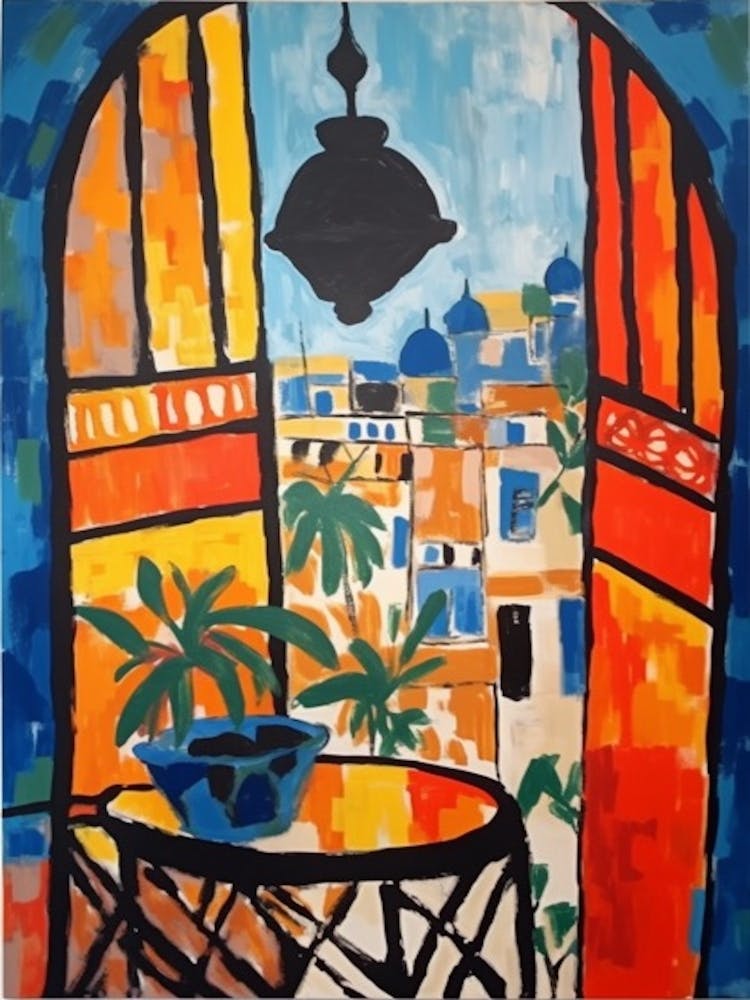 Window View Of Barcelona In The Style Of Fauvist 3