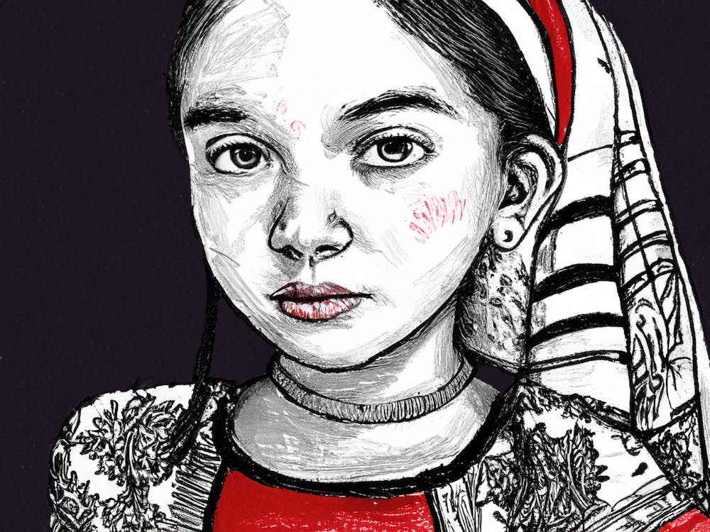 Girl in Romanian traditional clothing