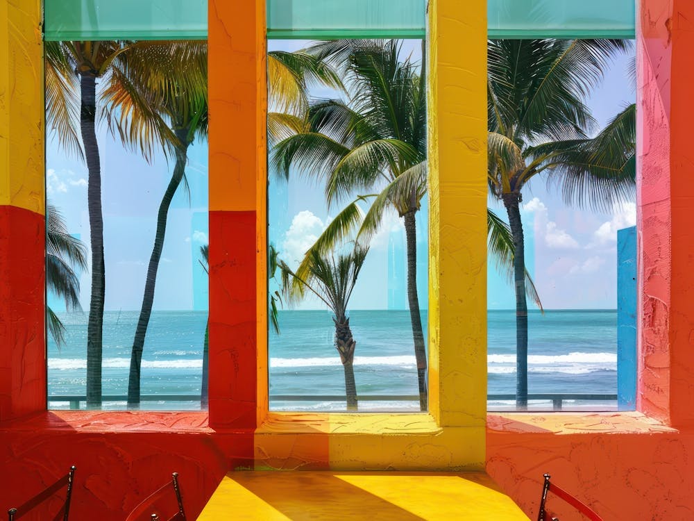 Miami Beach From The Window View Painting 4
