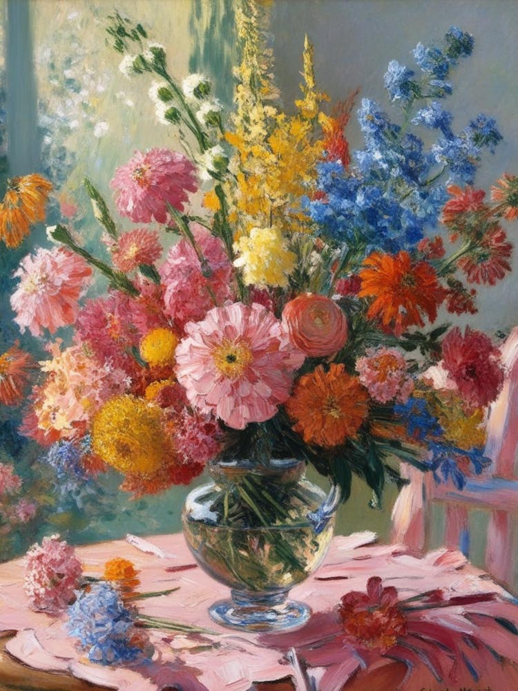 Flowers In A Vase Inspired By Claude Monet 2