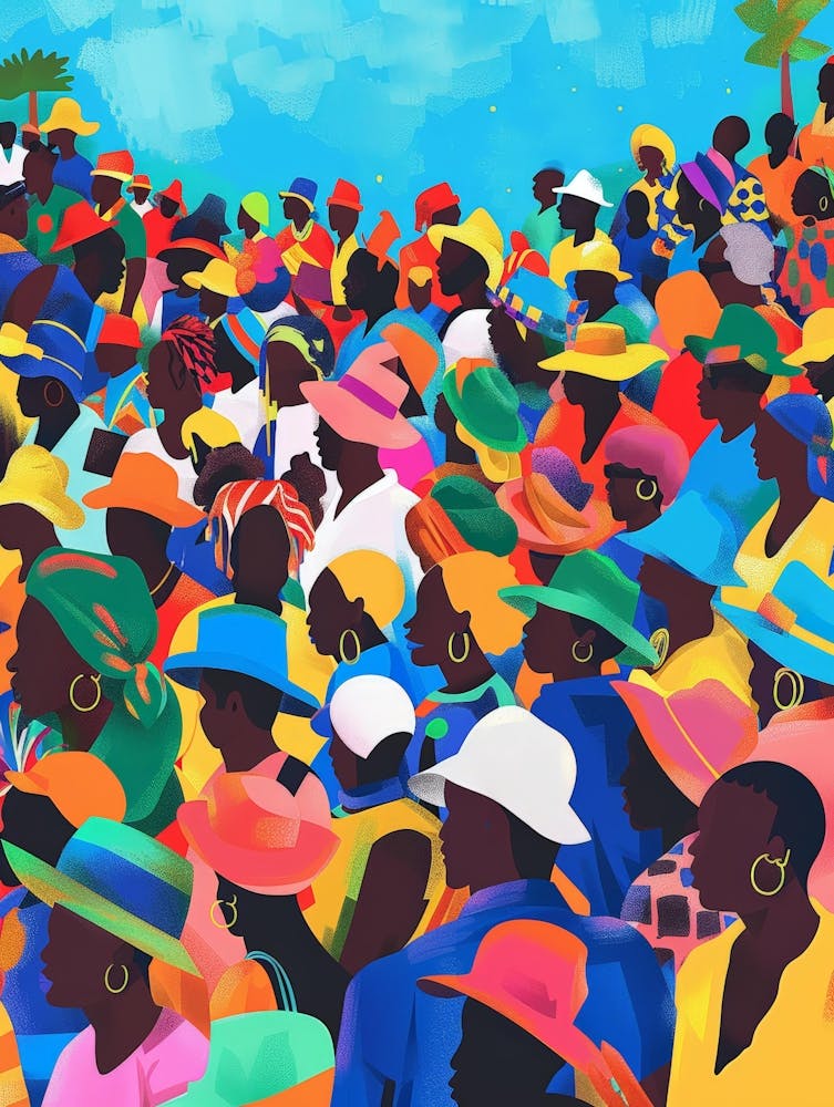 Crowd Of People In Hats