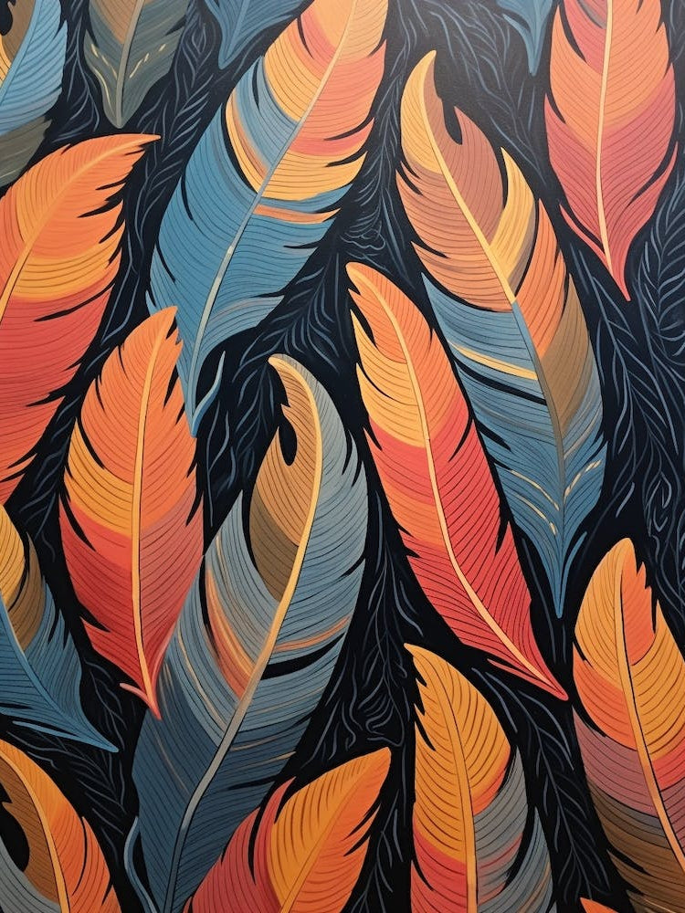 Bird Pattern Linocut Style 2