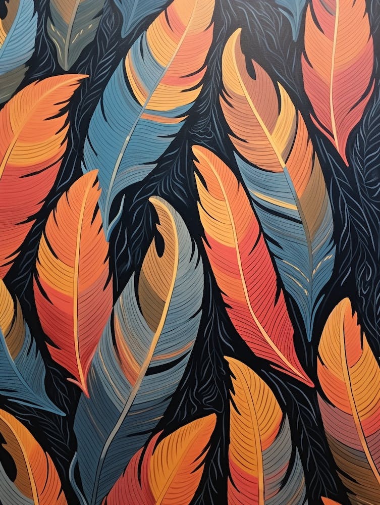 Bird Pattern Linocut Style 2