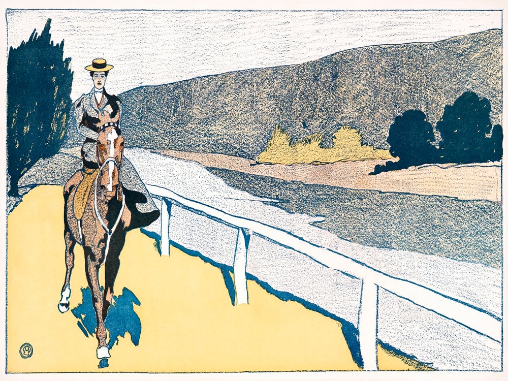 Woman Riding A Horse (1898), Edward Penfield