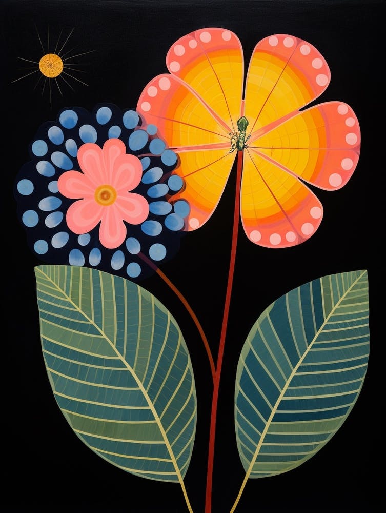 Lantana 3 Hilma Af Klint Inspired Flower Illustration