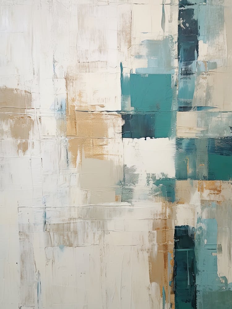 Teal And Beige Abstract Raw Painting 3