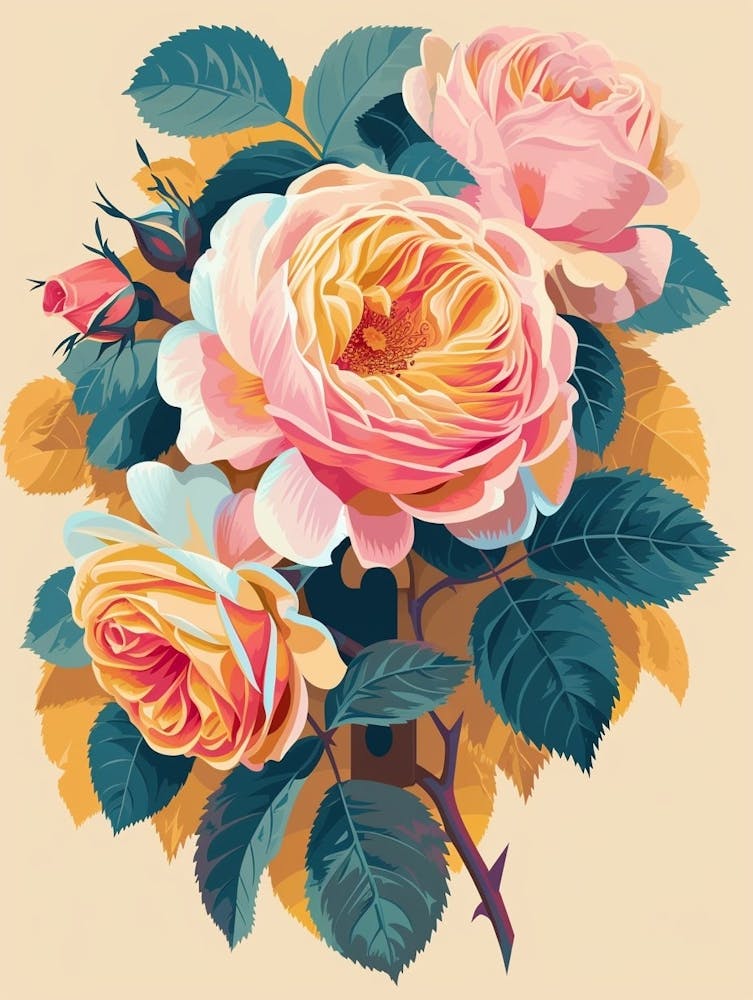 English Roses Painting Rose In A Keyhole 2