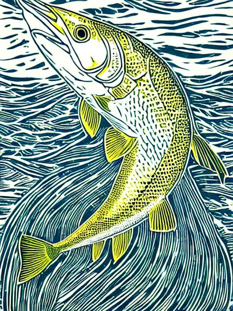 Mahi Mahi Linocut