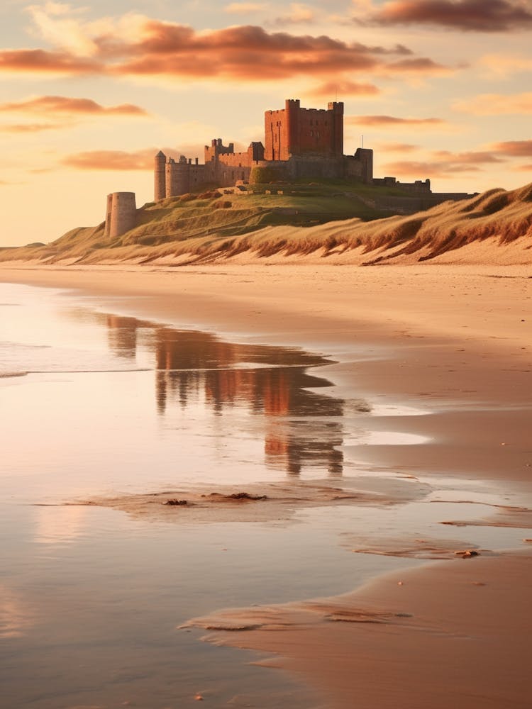 Bamburgh Beach Northumberland At Sunset 4