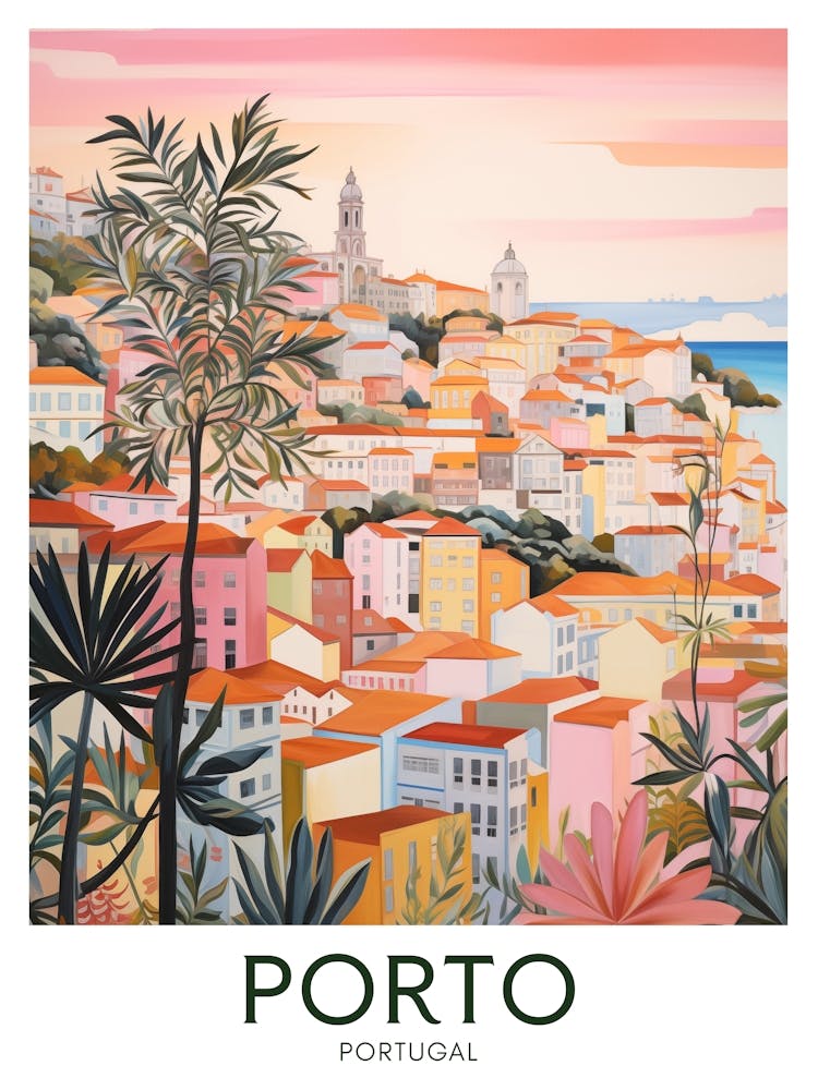 Porto, Portugal Maximalist Travel Poster Vibrant Colour