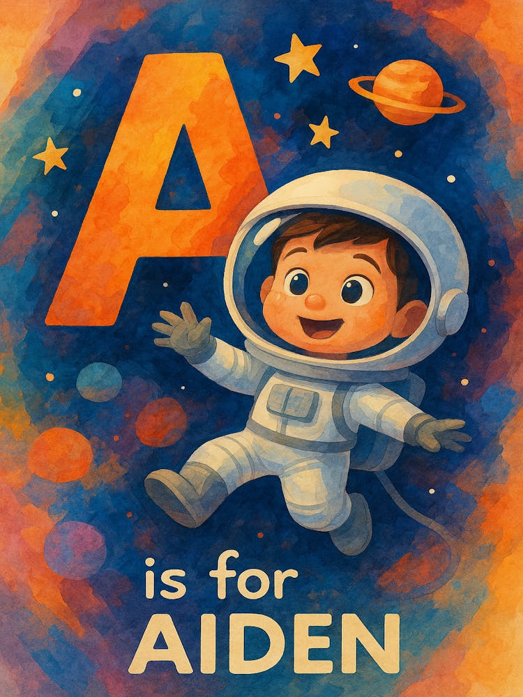 A is for Aiden - Printable Wall Art | Alphabet Letter A Poster | Pixar-Inspired Kids Room Decor | Abstract Nursery Art