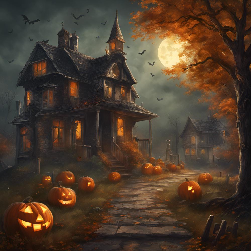 Halloween House With Pumpkins