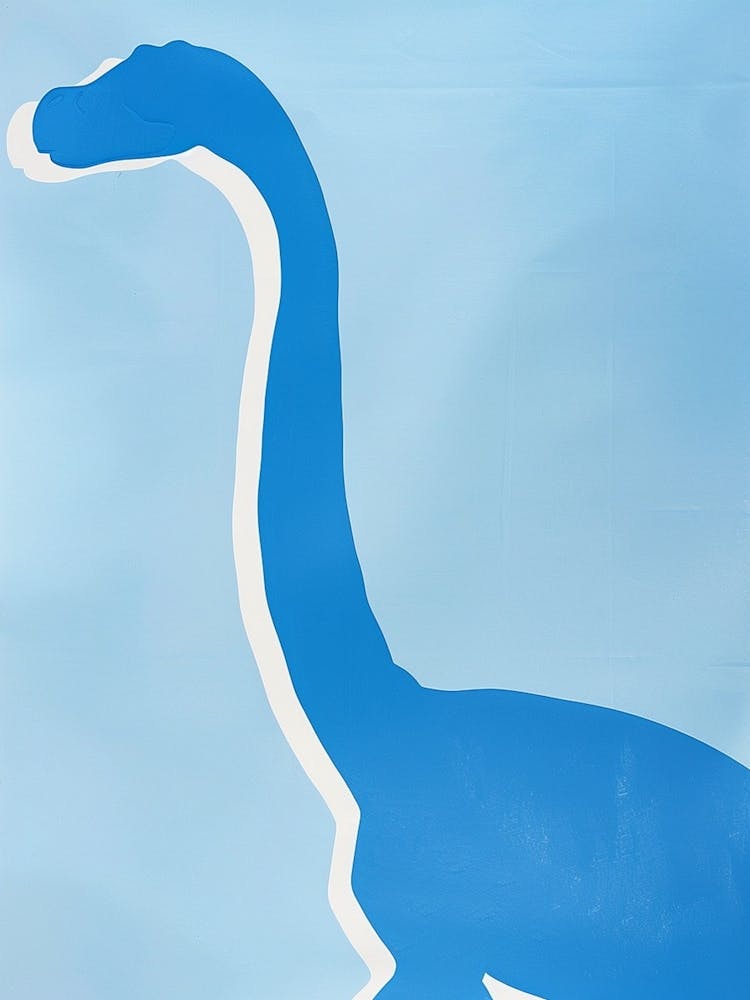 Blue Tones Dinosaur Portrait Silhouette
