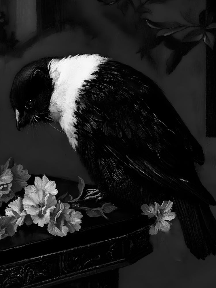 Schwarz-weißer Vogel 2
