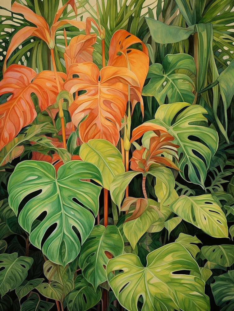 Tropical Plant Painting Philodendron 1
