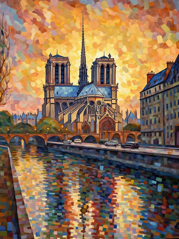 Notre Dame Paris France Paul Signac Style 7