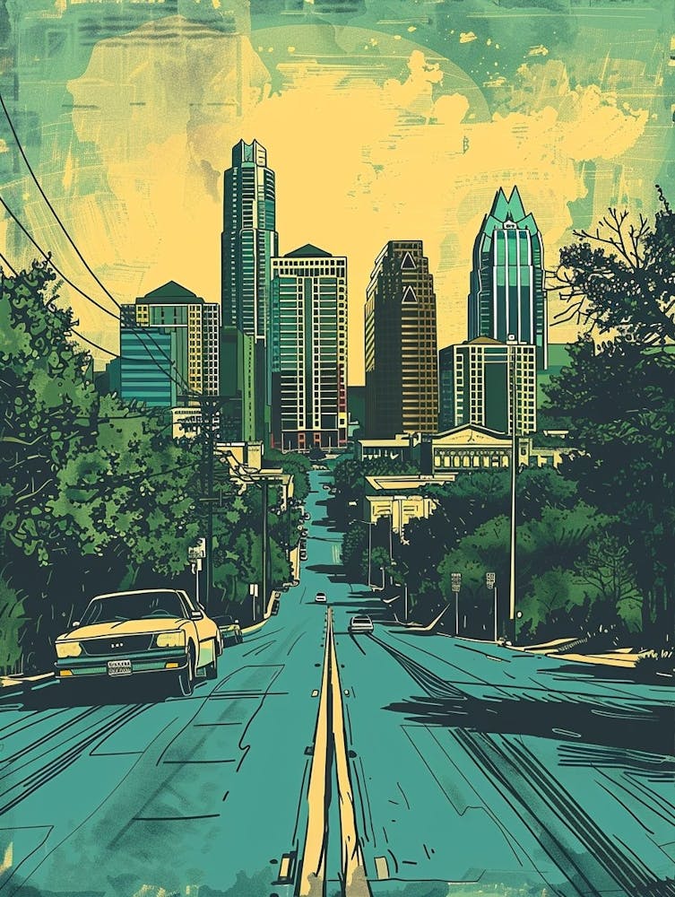 Duotone Illustration Austin Austin Texas 1