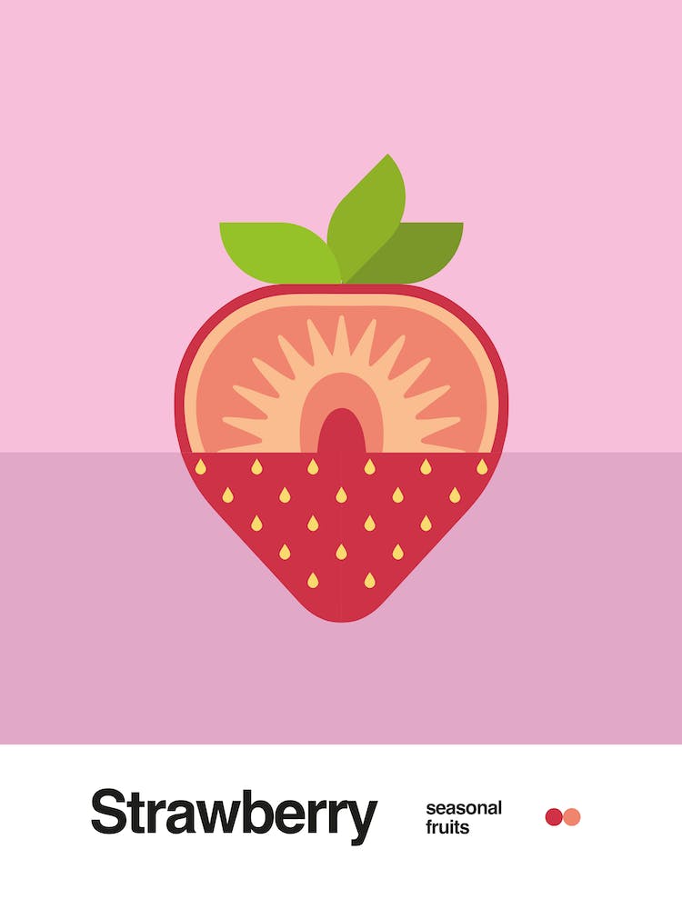 Minimalist Strawberry Poster - Seasonal Fruits