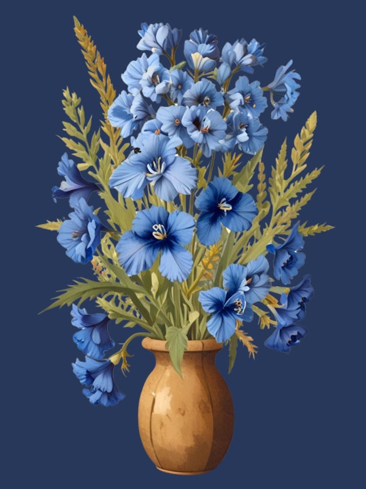 Blue Flowers In Vase