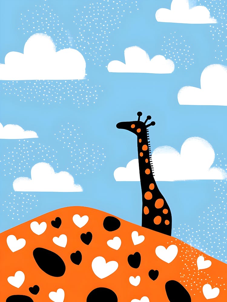 Giraffe With Hearts