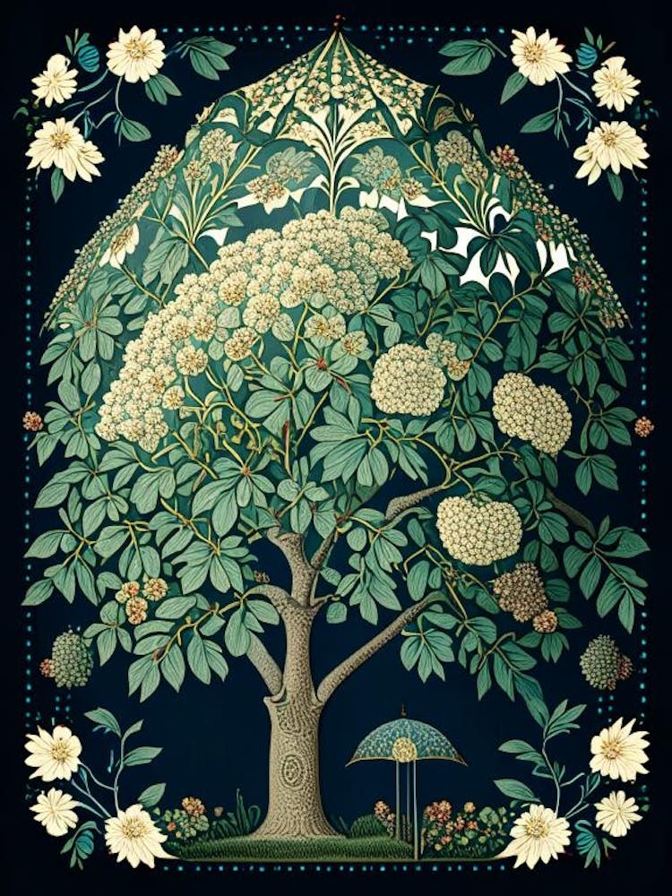 Umbrella Tree 1 Floral Botanical Vintage Poster Flower