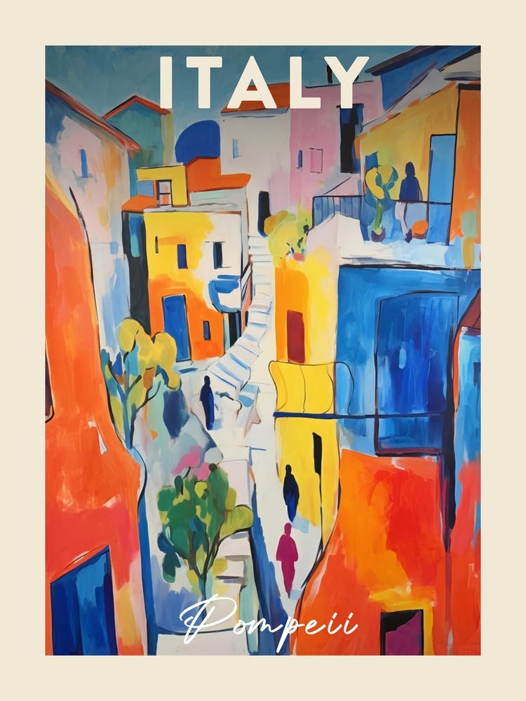 Pompeii Italy 2 Fauvist Painting Travel Poster