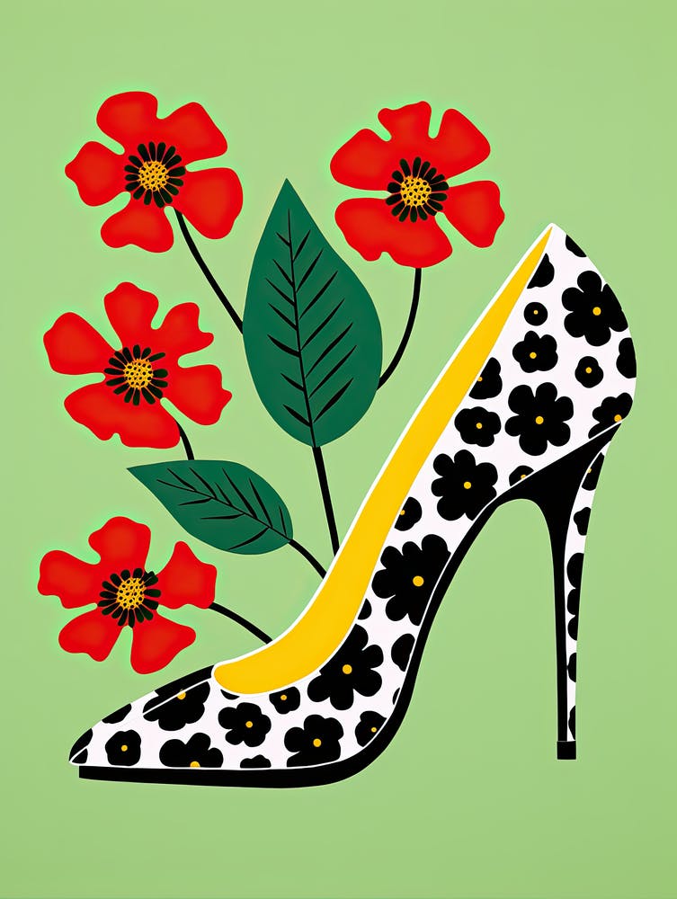 High Heeled Shoe With flowers