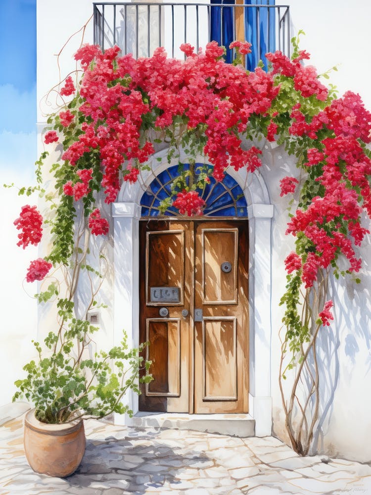 Cagliari, Italy   Mediterranean Doors Watercolour Painting 4