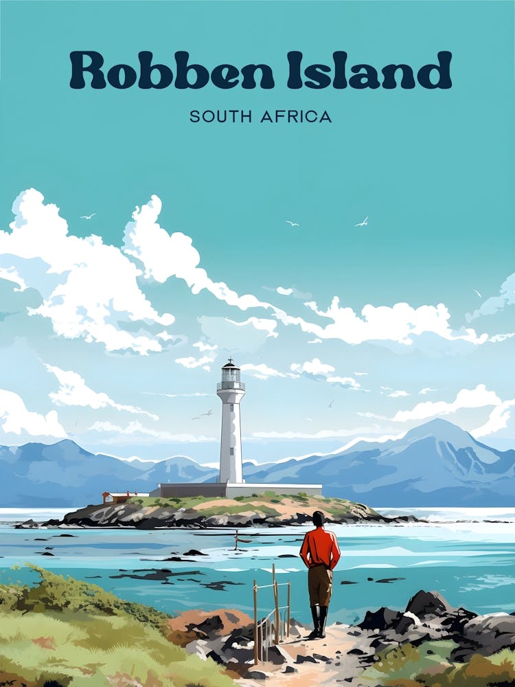 Robben Island South Africa Lighthouse Modern Travel Art