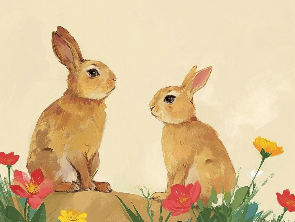 Floral Animal Illustration Rabbit 3