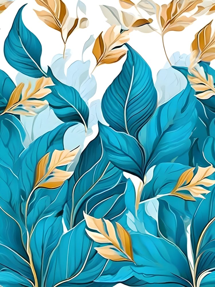 Feuilles Bleues et Dorées 4
