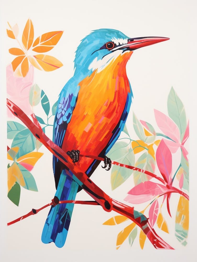 Peinture d'oiseau colorée - Martin-pêcheur 1