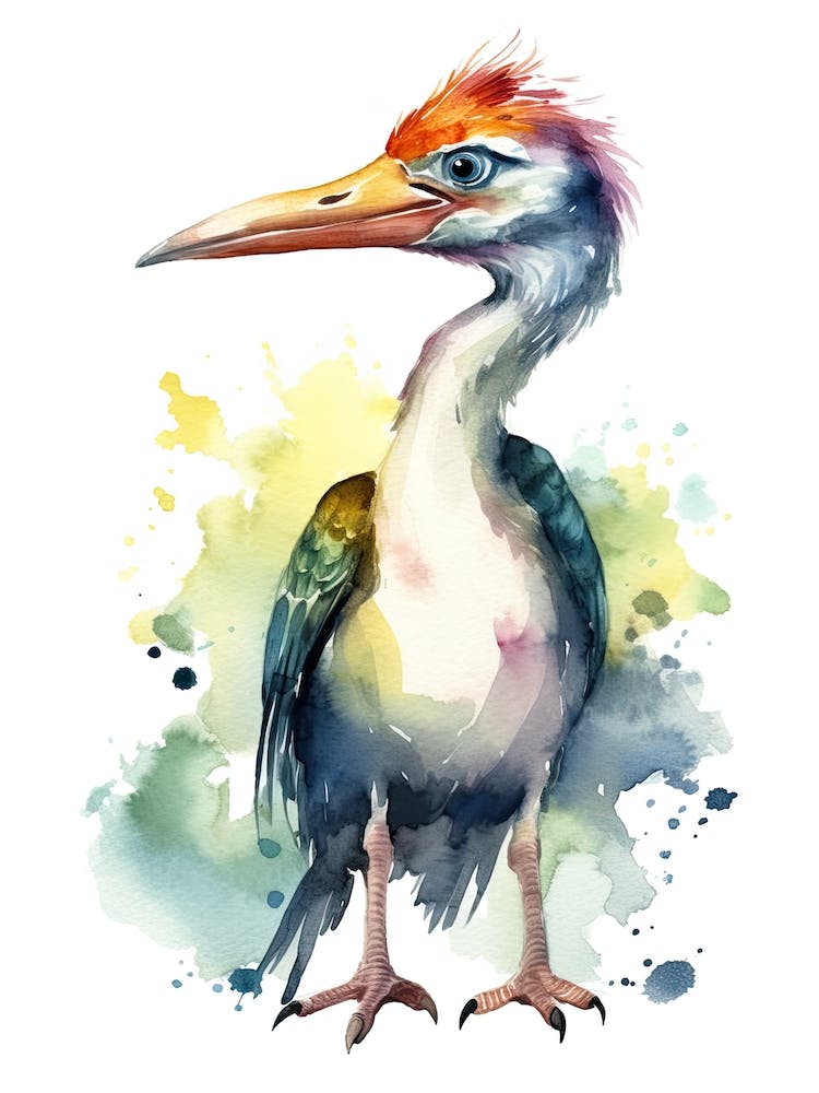 Rhamphorhynchus Cute Dinosaur Watercolour 1