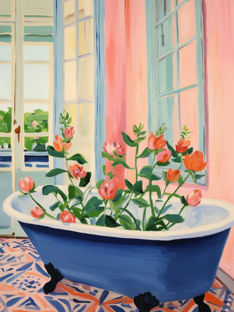 A Bathtube Full Of Sweet Pea In A Bathroom 1