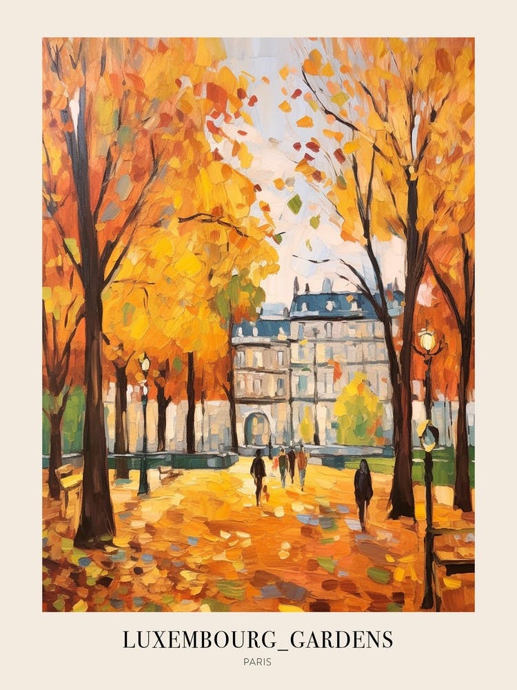Autumn City Park Painting Luxembourg Gardens Paris Poster