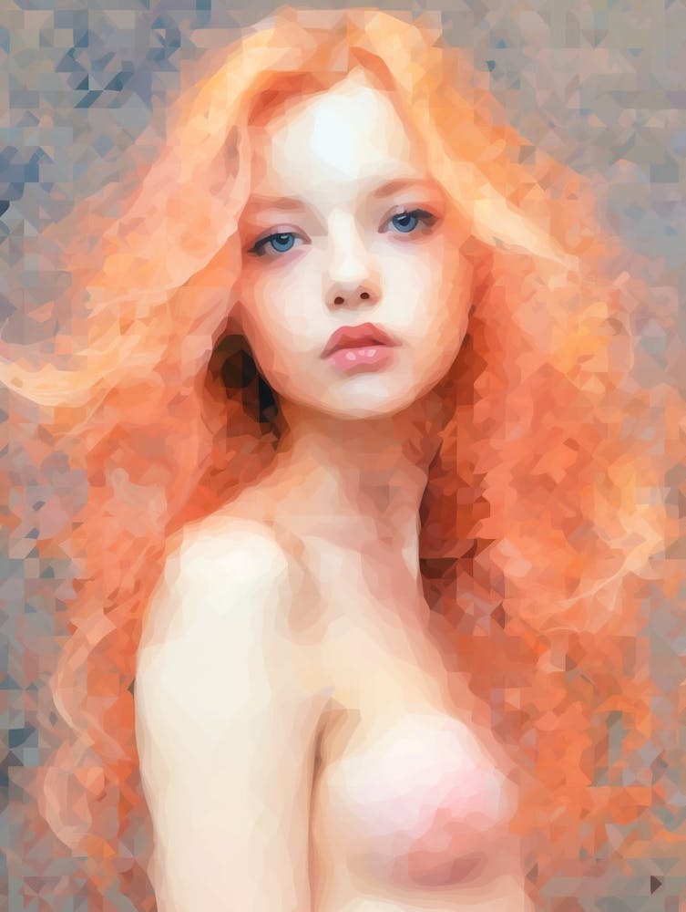 Digital Pixelation Abstract Geometry Lady 5