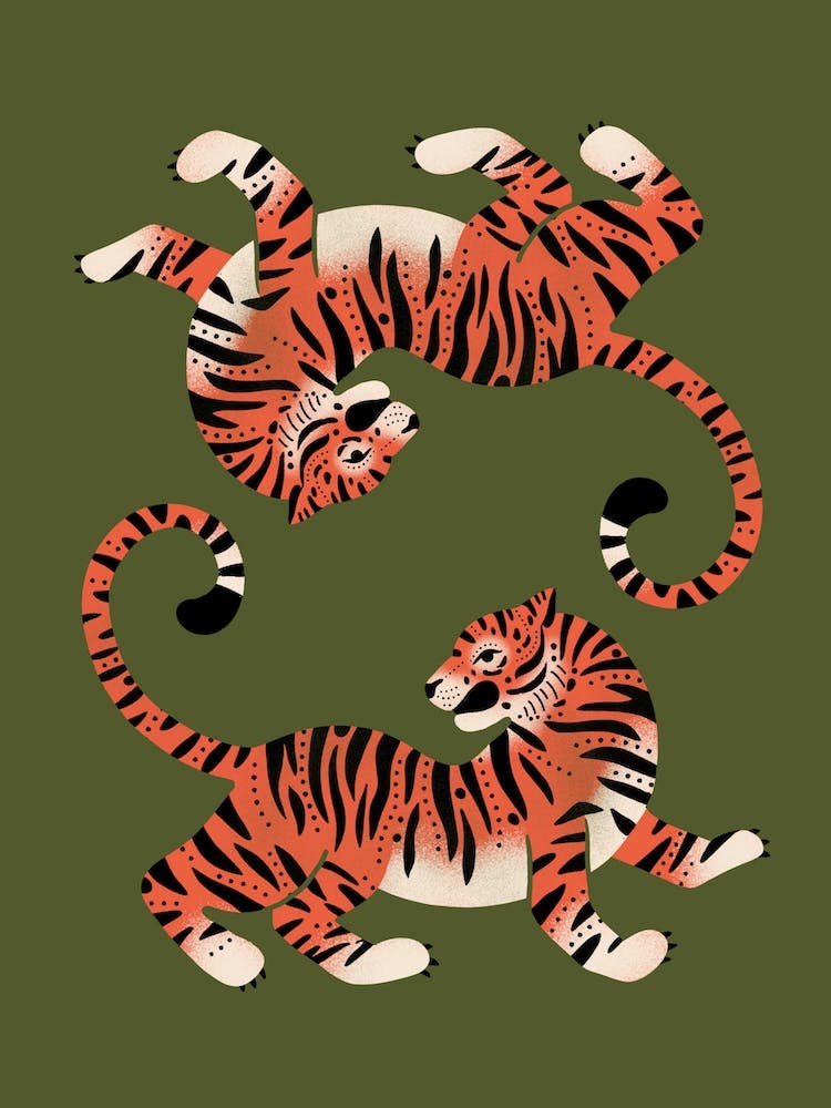Tiger Twins In Green