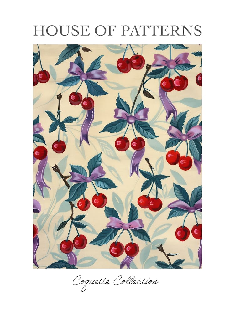 Affiche Motif Nœuds et Cerises Botaniques 5