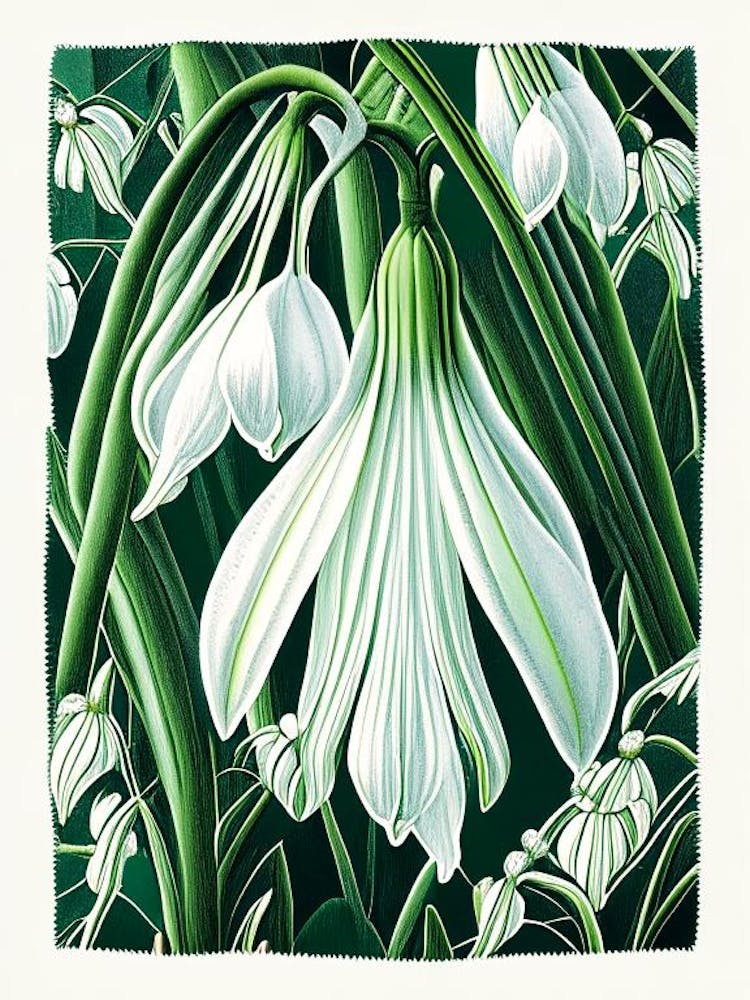 Snowdrop Floral Botanical Vintage Poster Flower