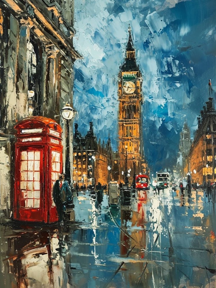 London Brushstrokes Telephone Box
