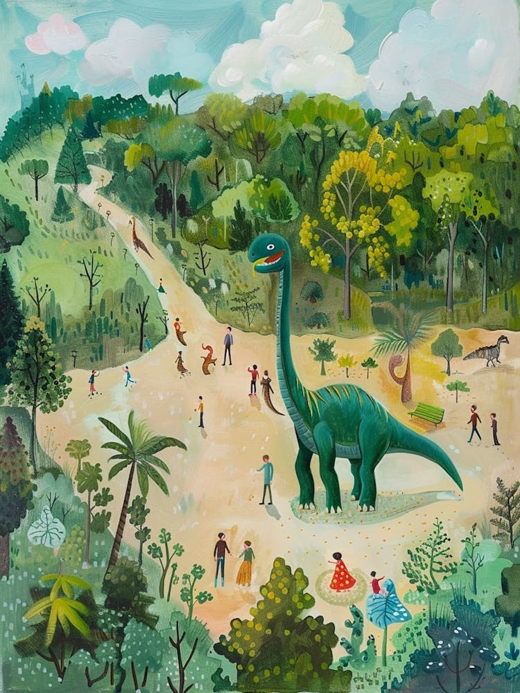Dinosaur In The Park Painting